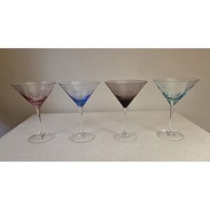 NIOB MARQUIS WATERFORD SET OF 4 COLORED POLKA DOT MARTINI GLASSES